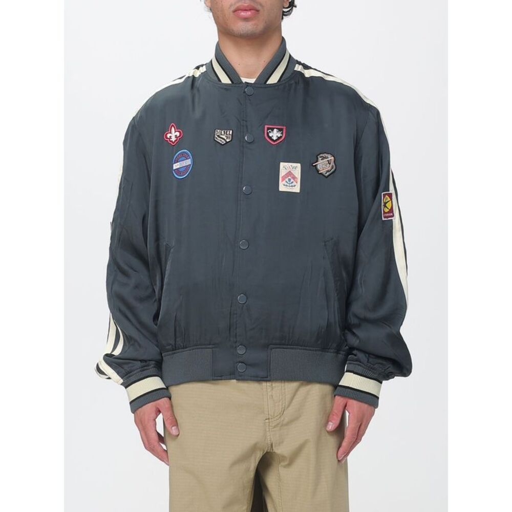 Diesel Men J-Annu Satin Bomber Jacket Diesel With Patches And Embroidery